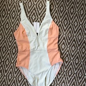 Solid & striped kiersten cream peach swim suit